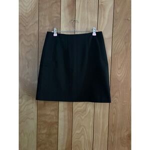 HM Black Cotton Blend Mini Skirt A-Line Tailored Office Wear Size 8